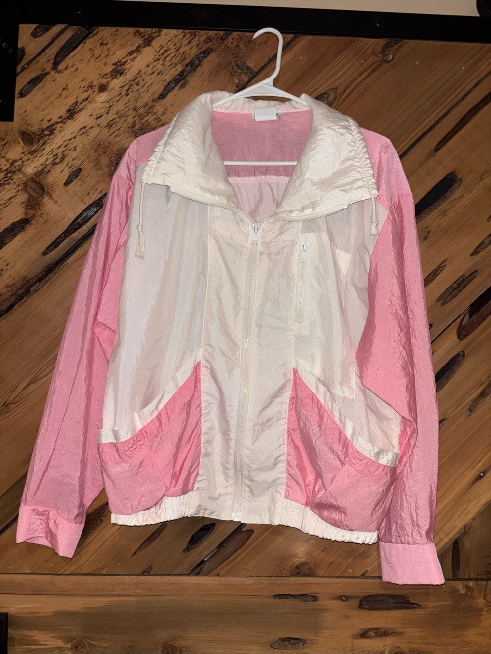Gloria Vanderbilt Vintage Pink & White Two-Tone Bomber windbreaker Jacket